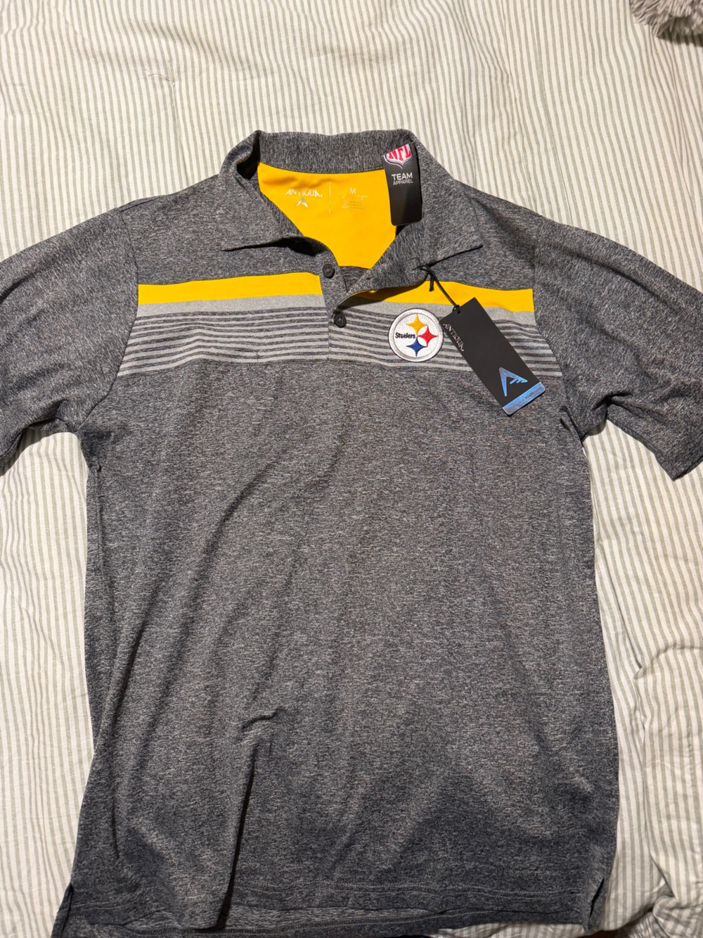 Pittsburgh Steelers Gray & Yellow Polo with Team Patch